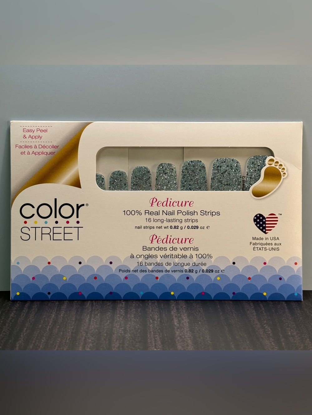 Color Street Pedicure Set 100% Nail Polish Strips (Deep Ocean) New/Sealed